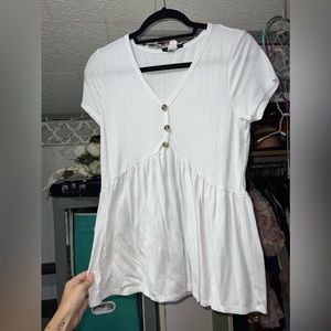 White Flowy Button Shirt